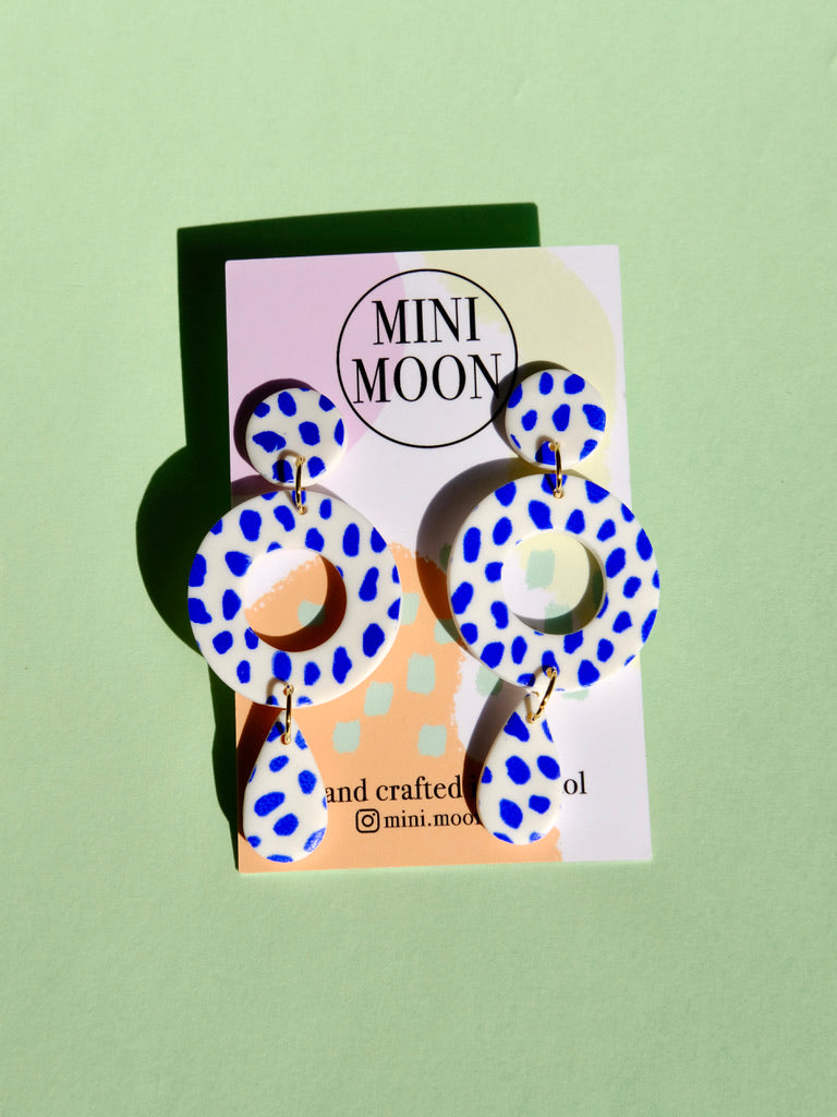 Blue polka dot dangles