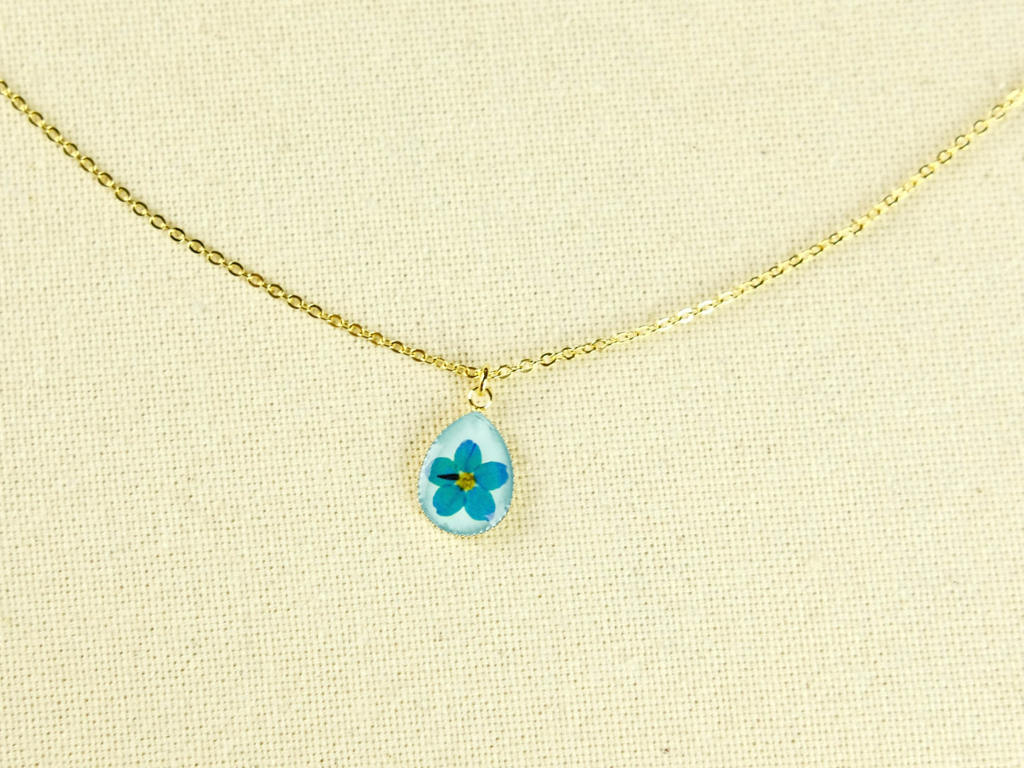 Gold Droplet Forget-Me-Not Necklace