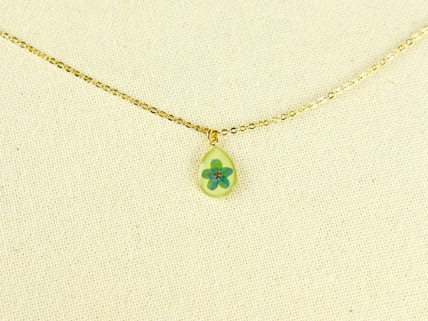Gold Droplet Forget-Me-Not Necklace