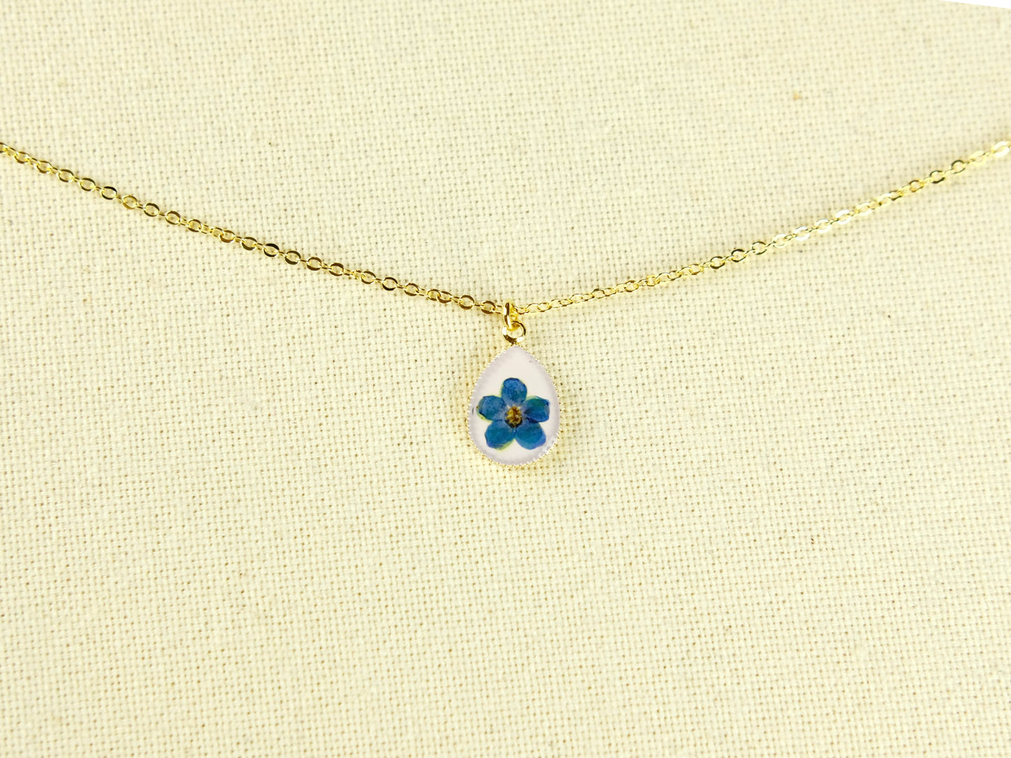 Gold Droplet Forget-Me-Not Necklace