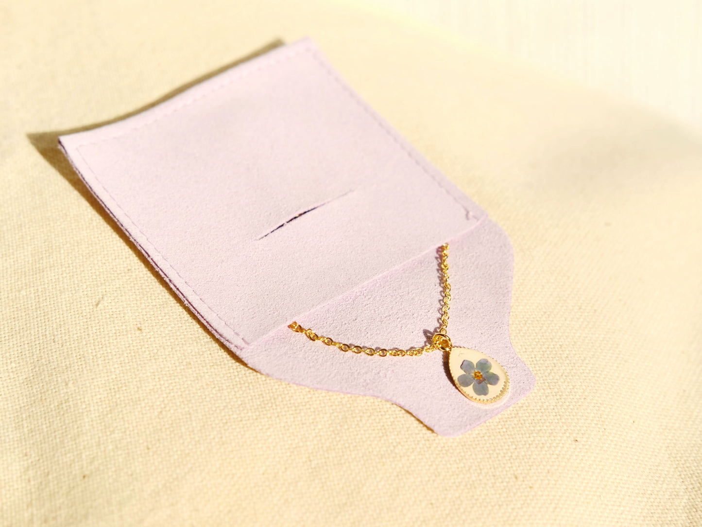 Gold Droplet Forget-Me-Not Necklace
