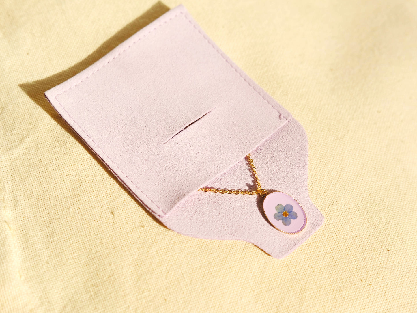 Gold Oval Forget-Me-Not Necklace