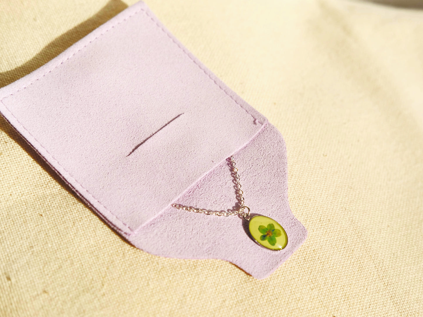 Silver Oval Forget-Me-Not Necklace