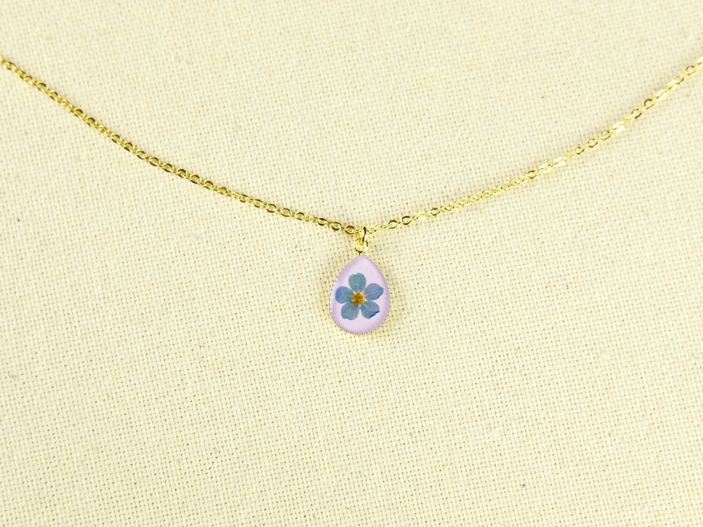 Gold Droplet Forget-Me-Not Necklace