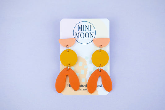 Neutral Block Abstract Earrings - Terracotta
