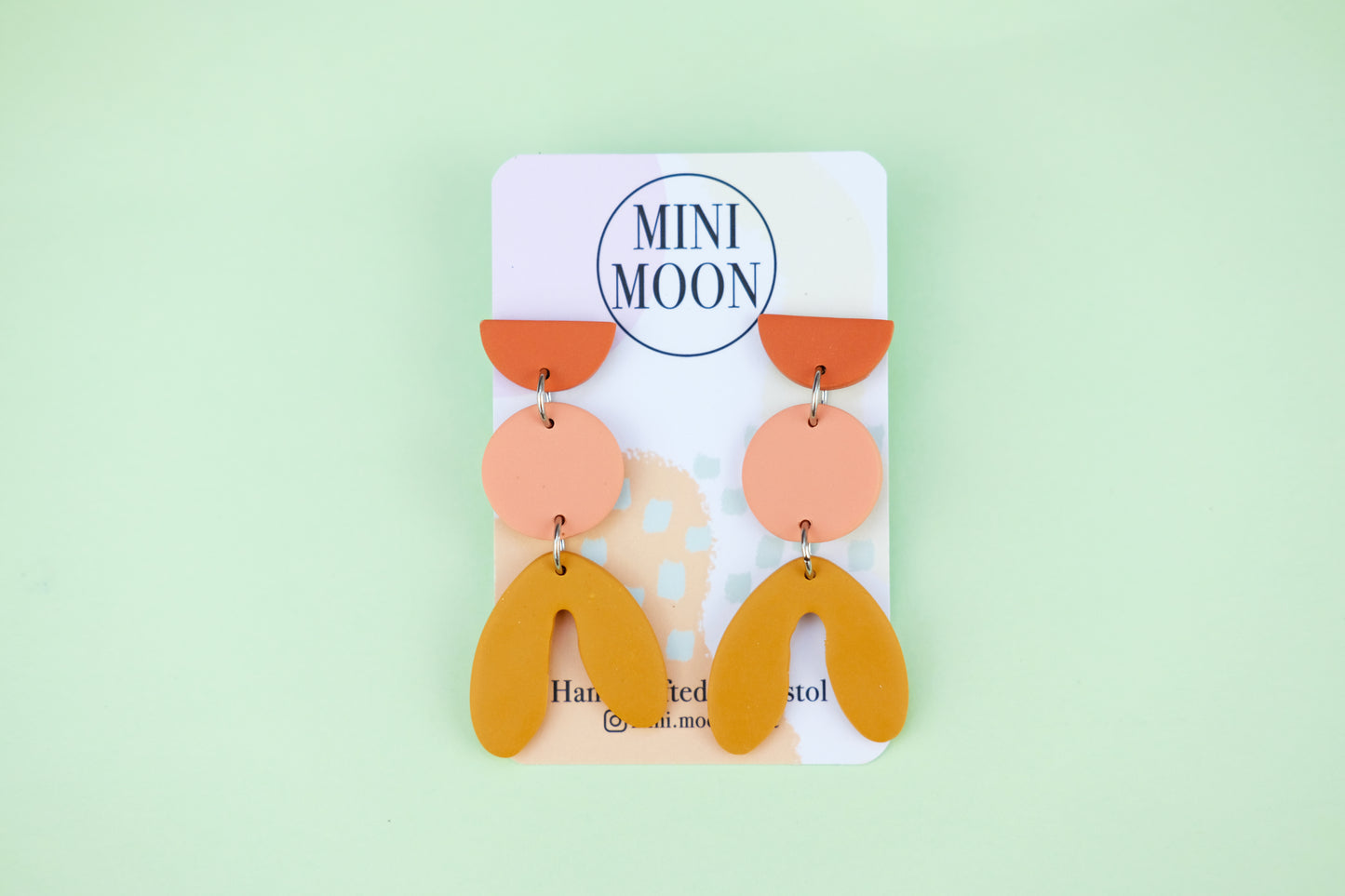 Neutral Block Abstract Earrings - Mustard