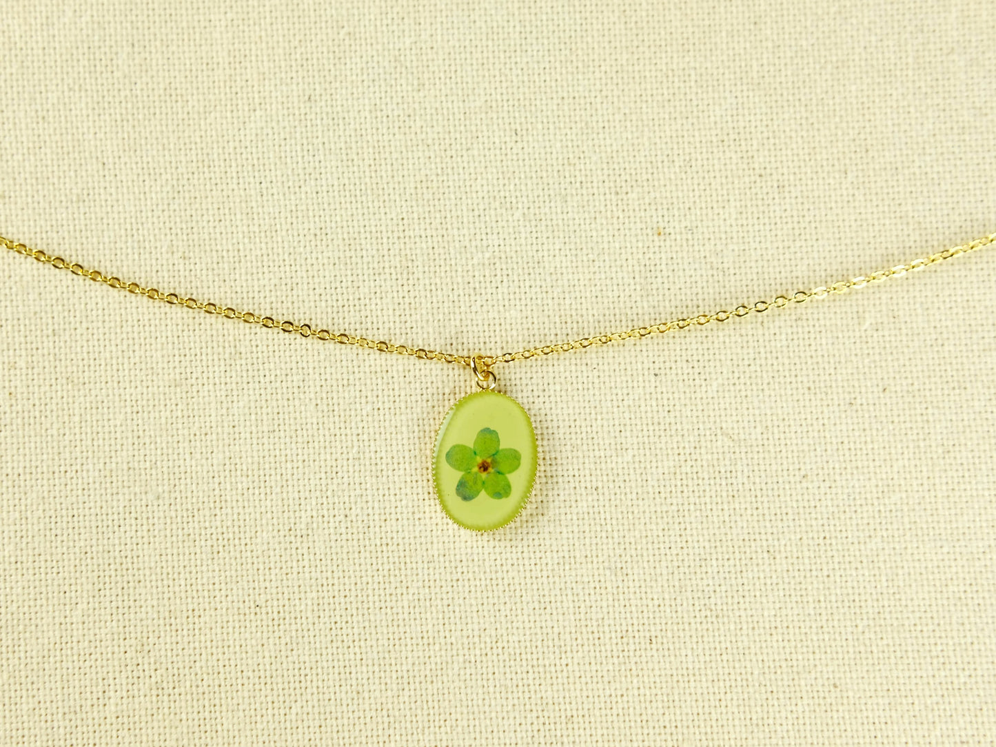 Gold Oval Forget-Me-Not Necklace
