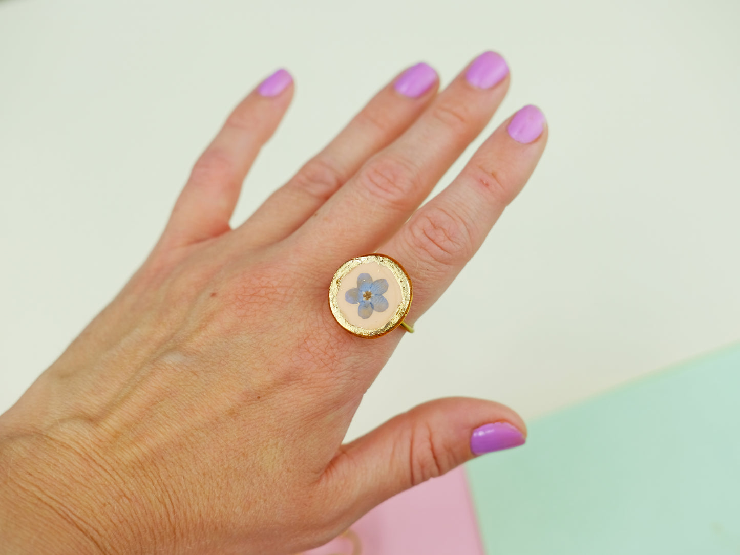 Peach Forget-Me-Not Ring