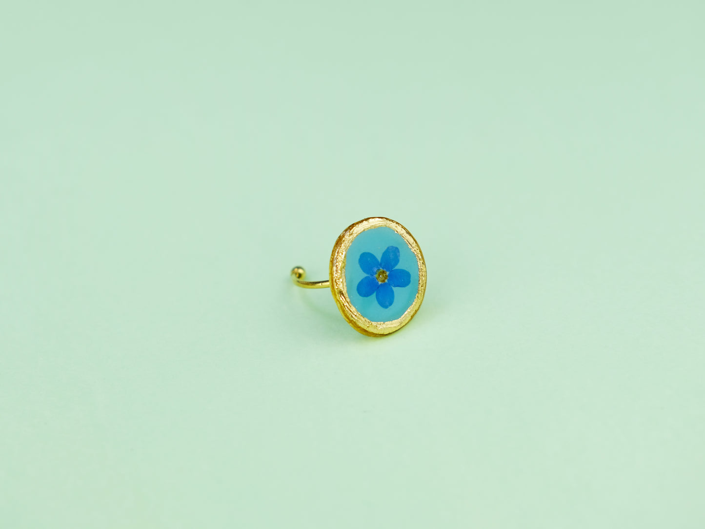 Teal Forget-Me-Not Ring - Large