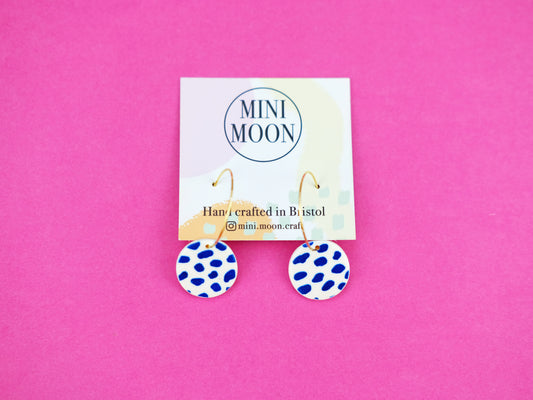 Blue Polka Dot Hoops