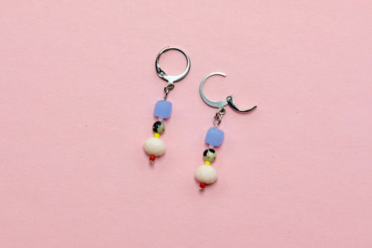 Pair of earrings with colorful beads