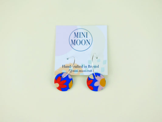 Blue Floral Hoops