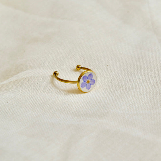 pressed forget me not flower ring