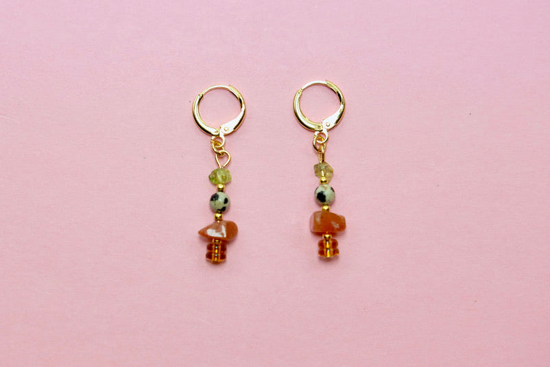 gemstone huggie hoops