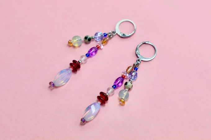 Multicolored beaded earrings background